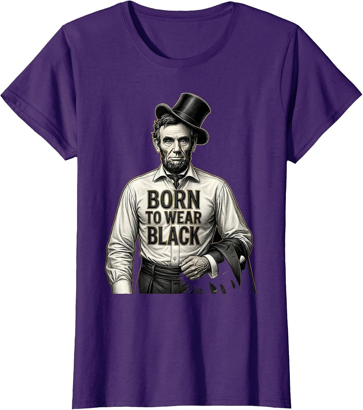 Women's Born to Wear Black Tuxedo Graphic Design T-Shirt - Purple