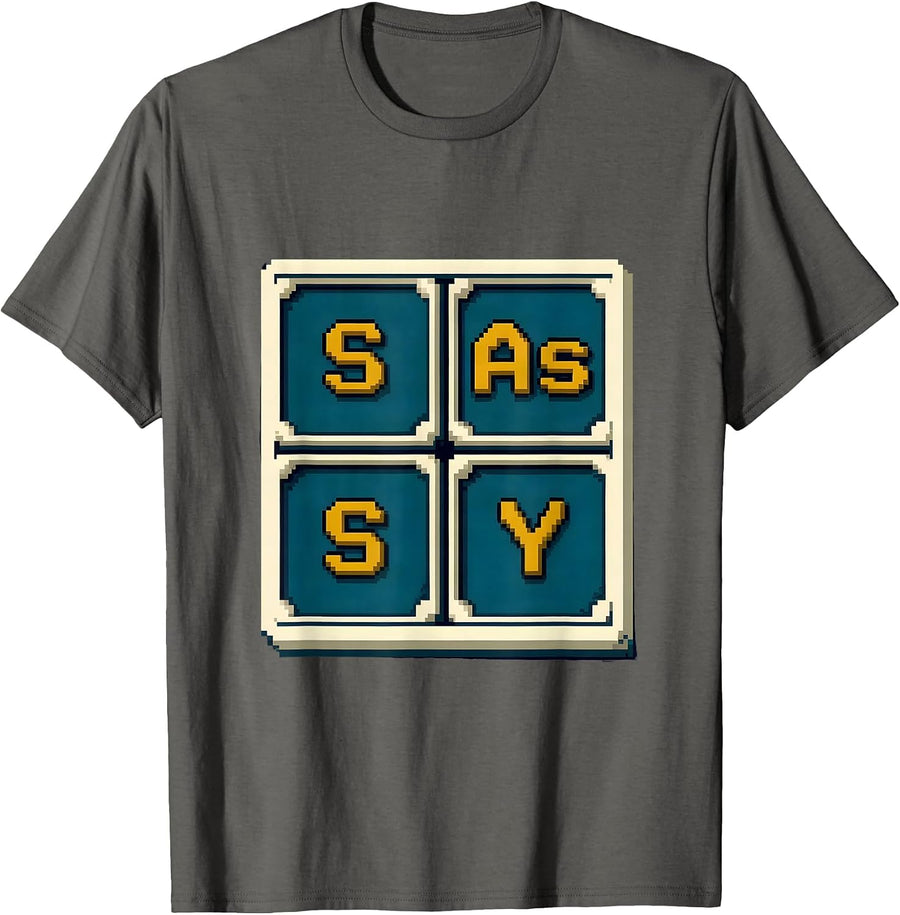 S-As-S-Y Pixel Art Funny Chemistry Nerd Humor Gift T-Shirt - Asphalt Grey