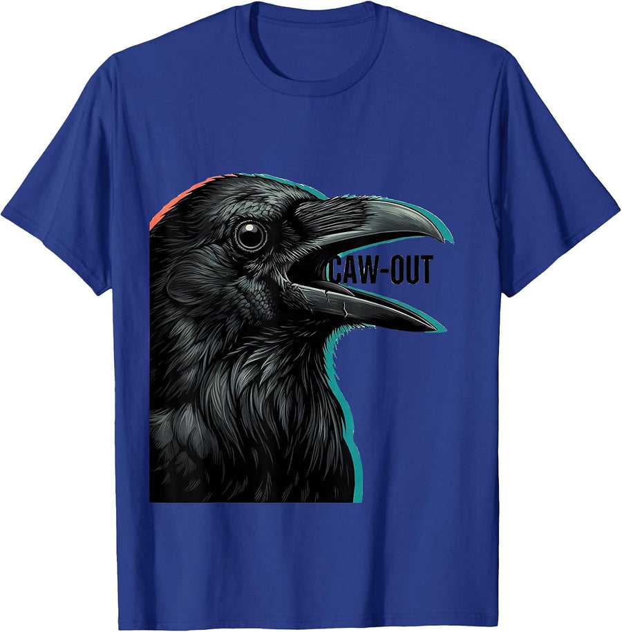 CAW-OUT Funny Crow Bird Pun Meme Humor Graphic T-Shirt - Royal Blue