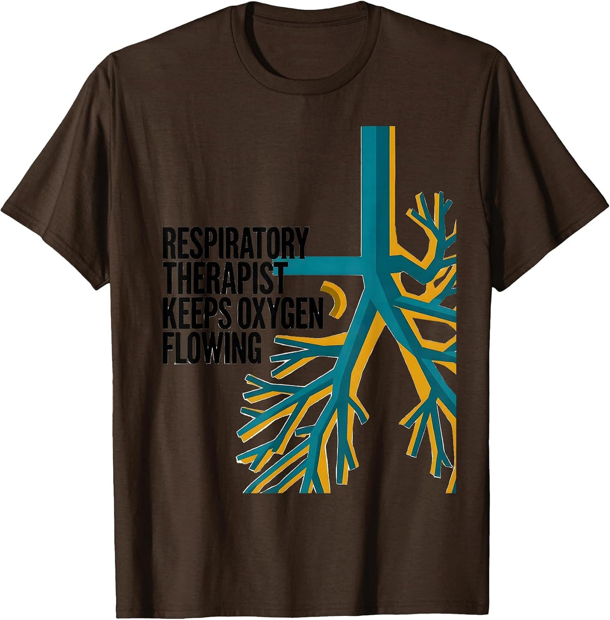Men's Respiratory Therapist Keeps Oxygen Flowing Midcentury Modern T-Shirt - Brown