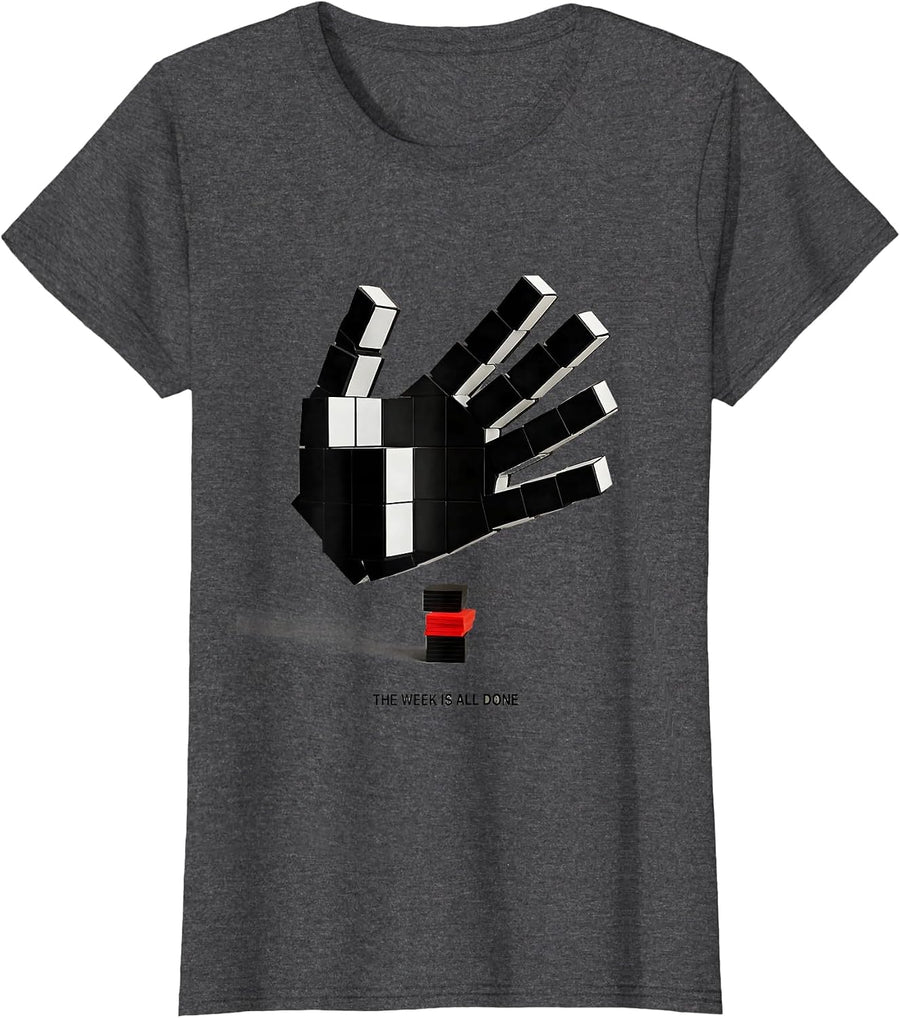 Women's The Week Is All Done Funny ASL Sign Language Teacher T-Shirt - Dark Heather Grey