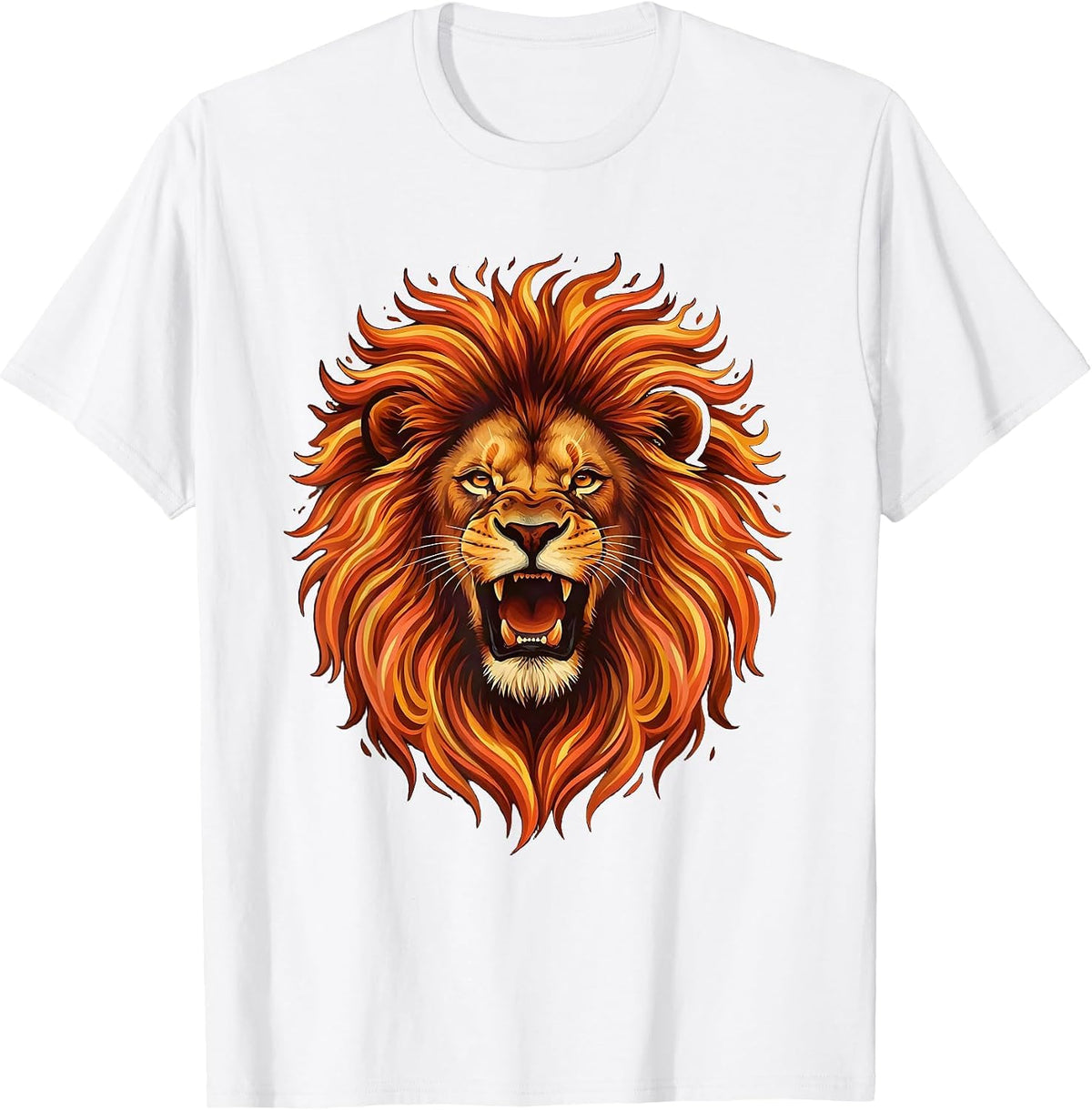 21st Birthday Flaming Lion Roaring Graphic T-Shirt - White