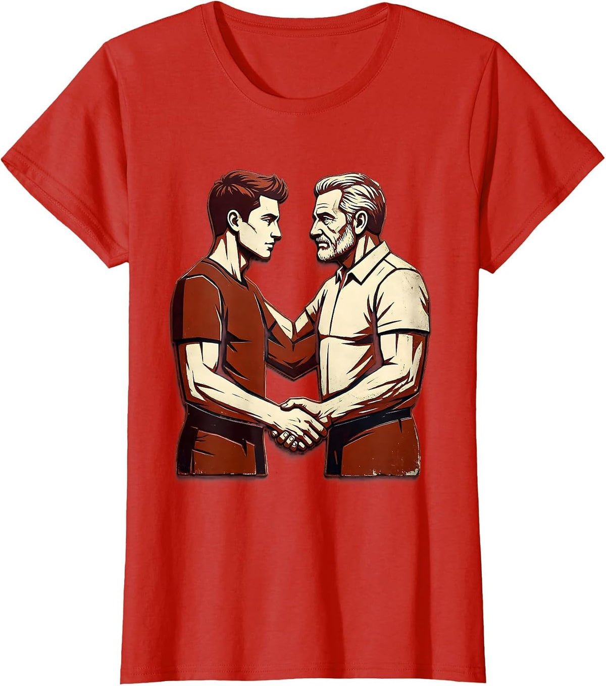 Women's Son In Law Favorite Child Handshake Illustration T-Shirt - Red