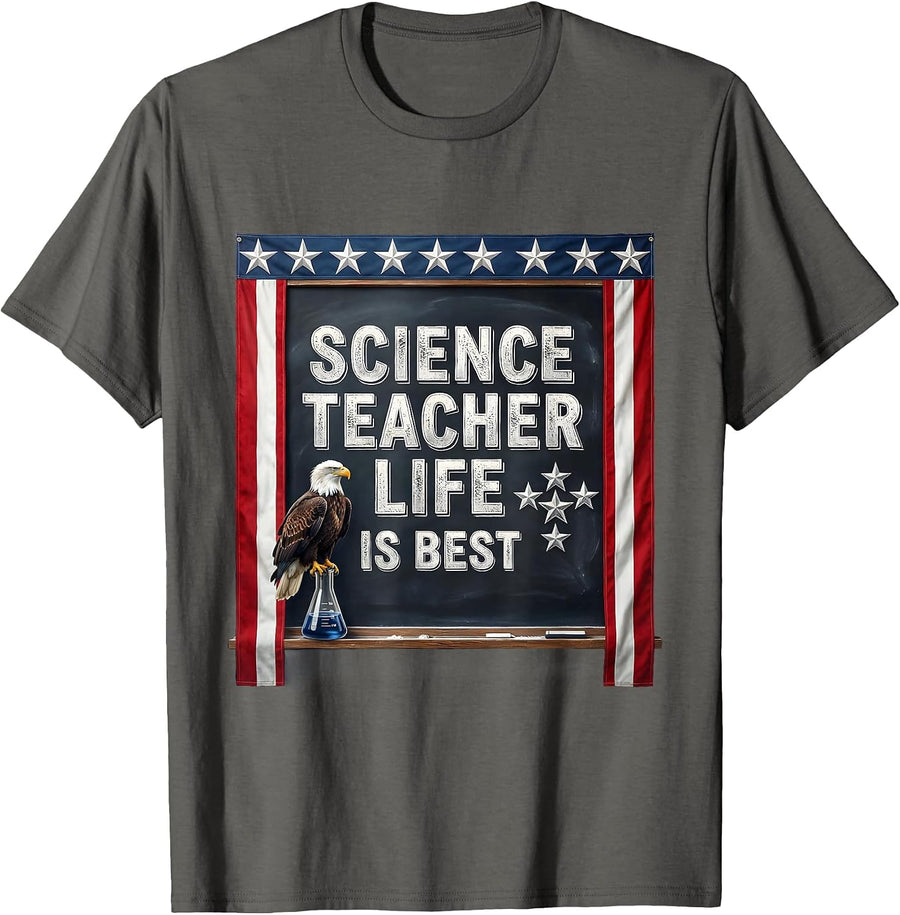 Science Teacher Life Is Best Back to School Design T-Shirt - Asphalt Grey