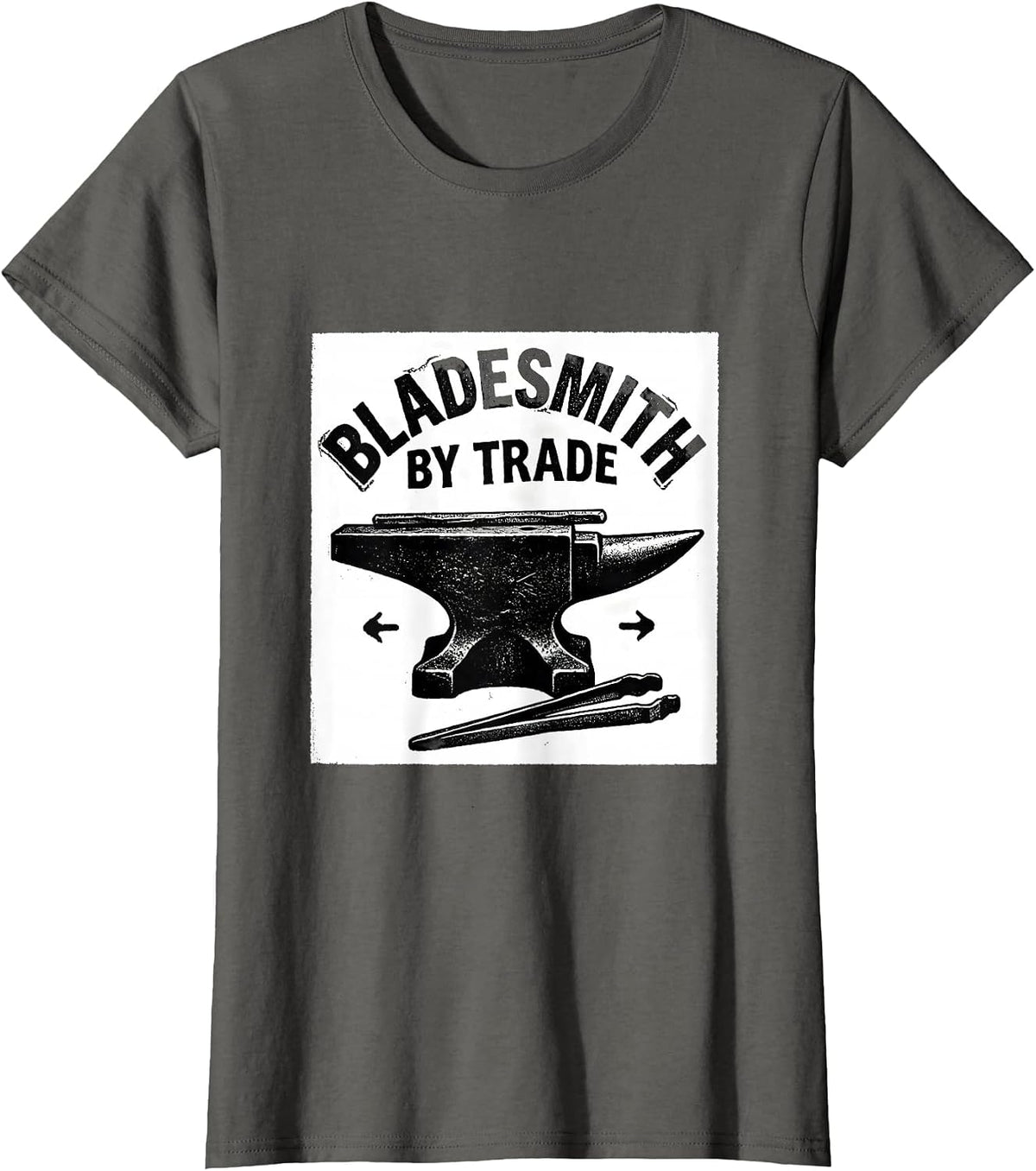 Women's Bladesmith By Trade Rubber Stamp Metalworker Forging Humor T-Shirt - Asphalt Grey