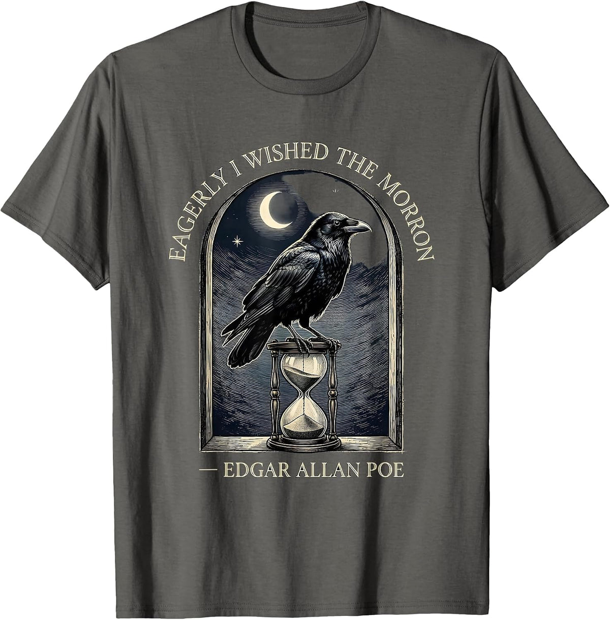 Men's Eagerly I Wished The Morrow — Edgar Allan Poe Vintage T-Shirt - Asphalt Grey