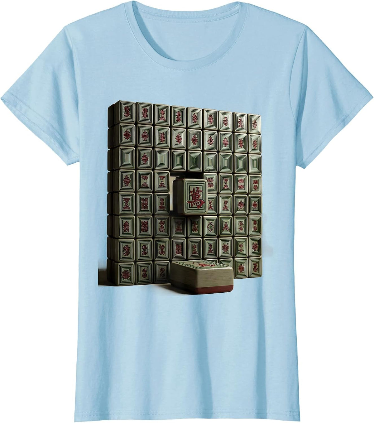 Women's Mahjong Rack Monumental Tile Bridge Player Humor T-Shirt - Baby Blue