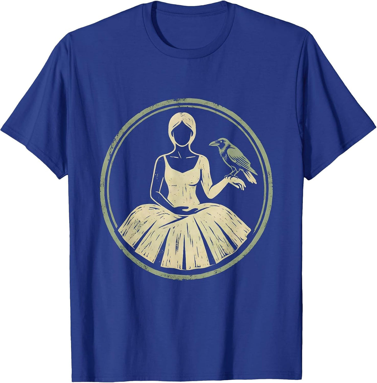 Men's Crow Companion Seated Meditation Illustration T-Shirt - Royal Blue