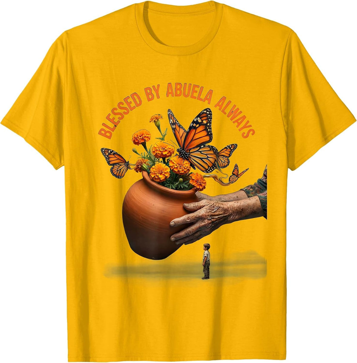 Blessed By Abuela Always Mexican Heritage Design T-Shirt - Golden Yellow