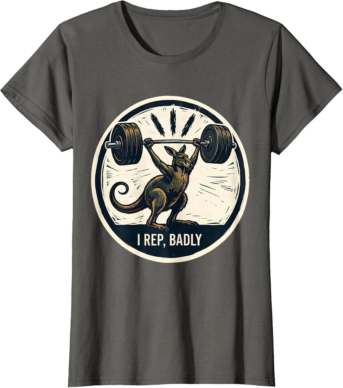 Women's I Rep, Badly Funny Gym Weightlifting Workout Humor T-Shirt - Asphalt Grey