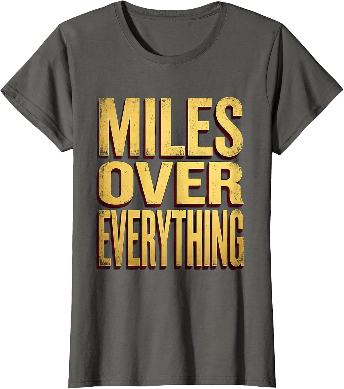 Women's Miles Over Everything Biker Graphic Design T-Shirt - Asphalt Grey