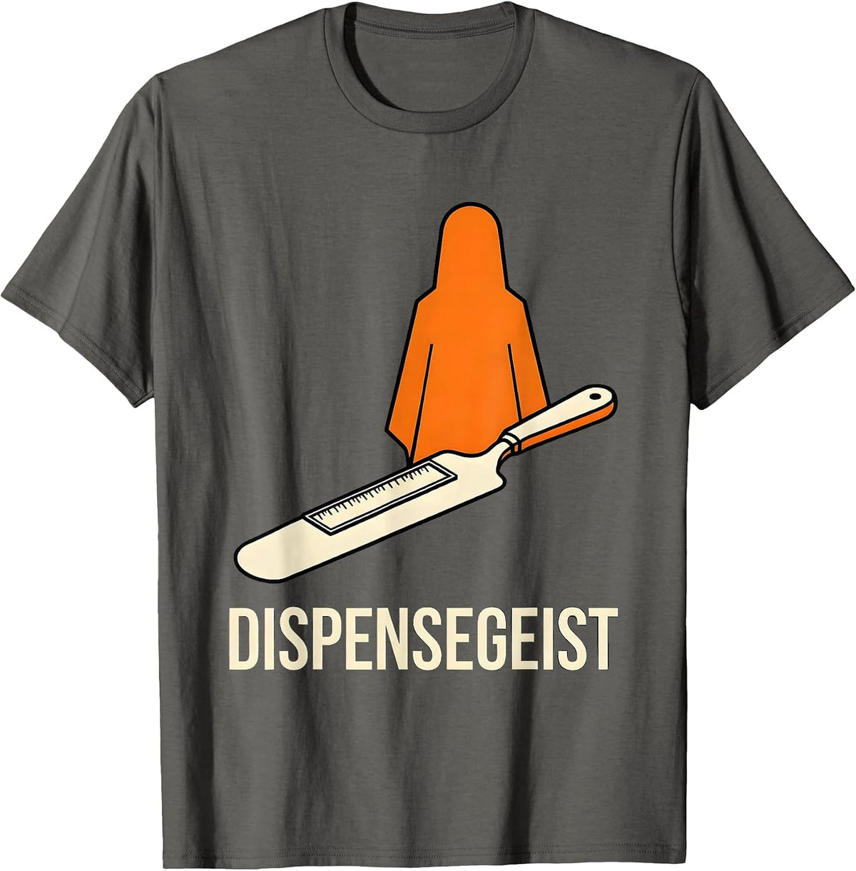 Dispensegeist Stencil Graphic Halloween Pharmacy Technician T-Shirt - Asphalt Grey