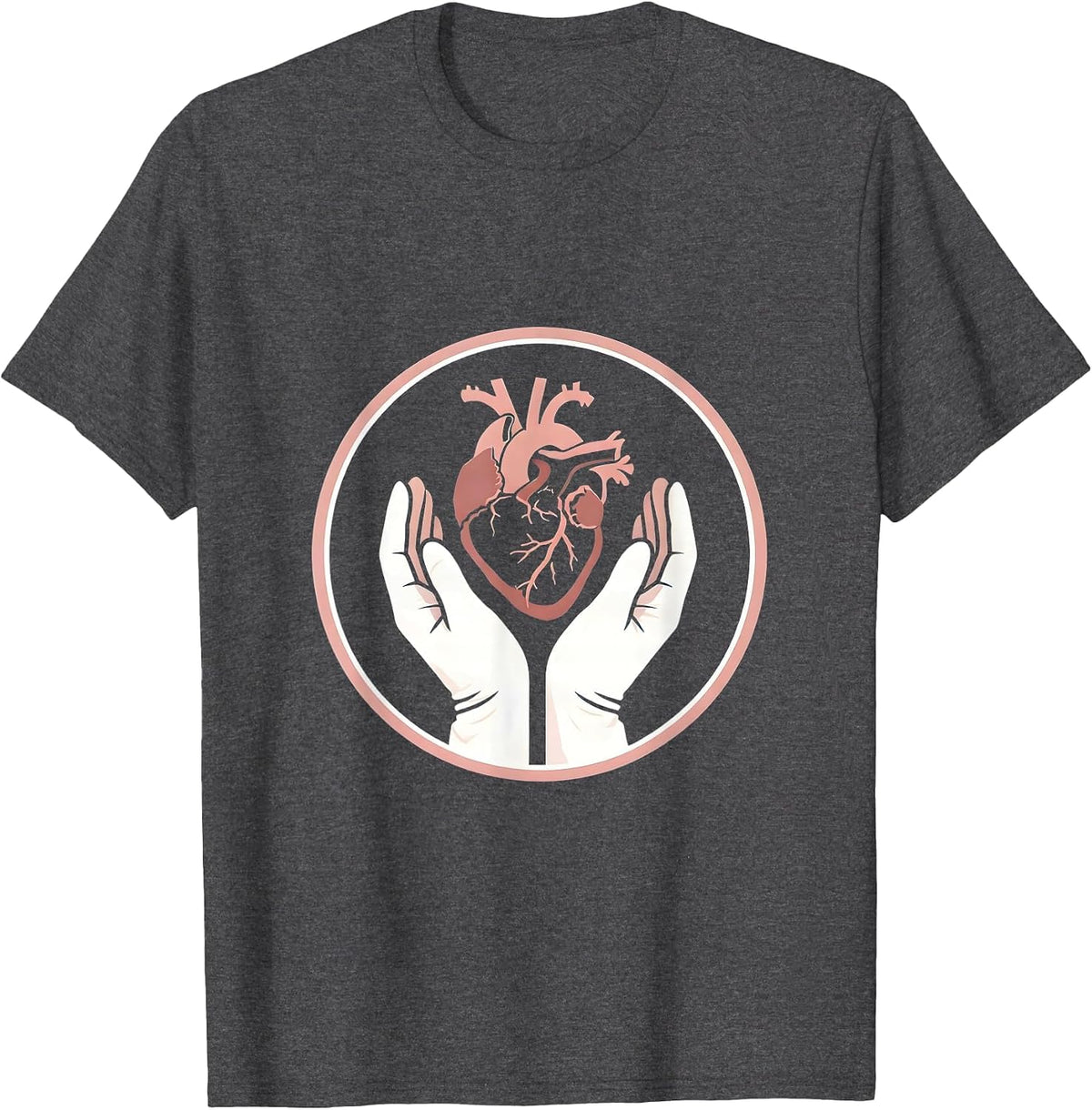 Men's Medical Assistant Caring Heart Graphic Design T-Shirt - Dark Heather Grey
