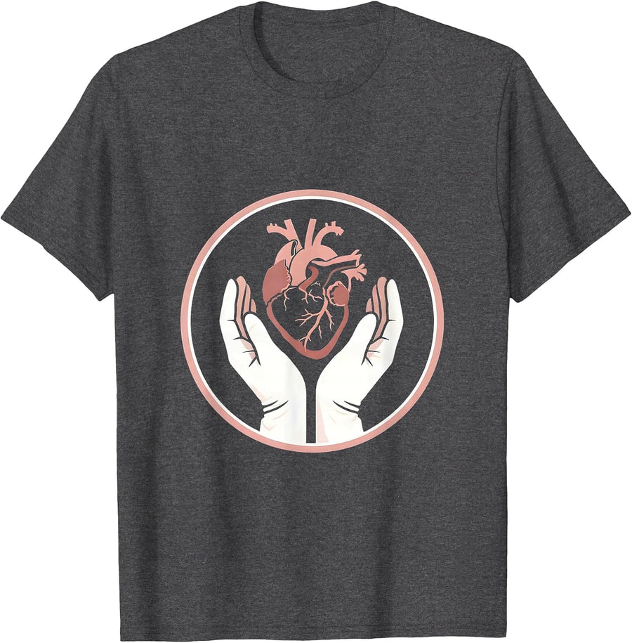 Men's Medical Assistant Caring Heart Graphic Design T-Shirt - Dark Heather Grey