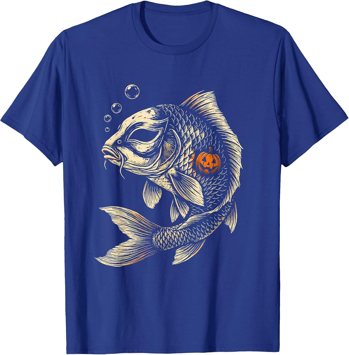 Koi Masquerade Mask Halloween Fish Costume Humor T-Shirt - Royal Blue