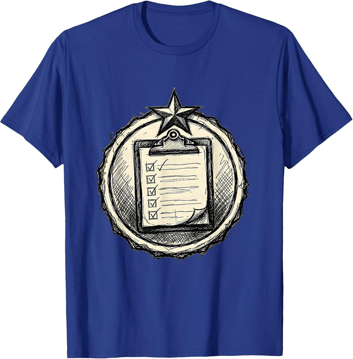 Paraprofessional Clipboard Checklist Gold Star Design T-Shirt - Royal Blue