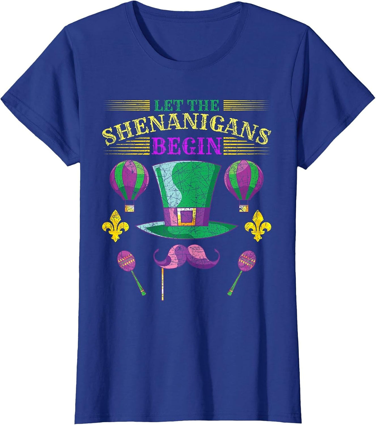 Let The Shenanigans Begin Masquerade Carnival Mardi Gras T-Shirt - Royal Blue
