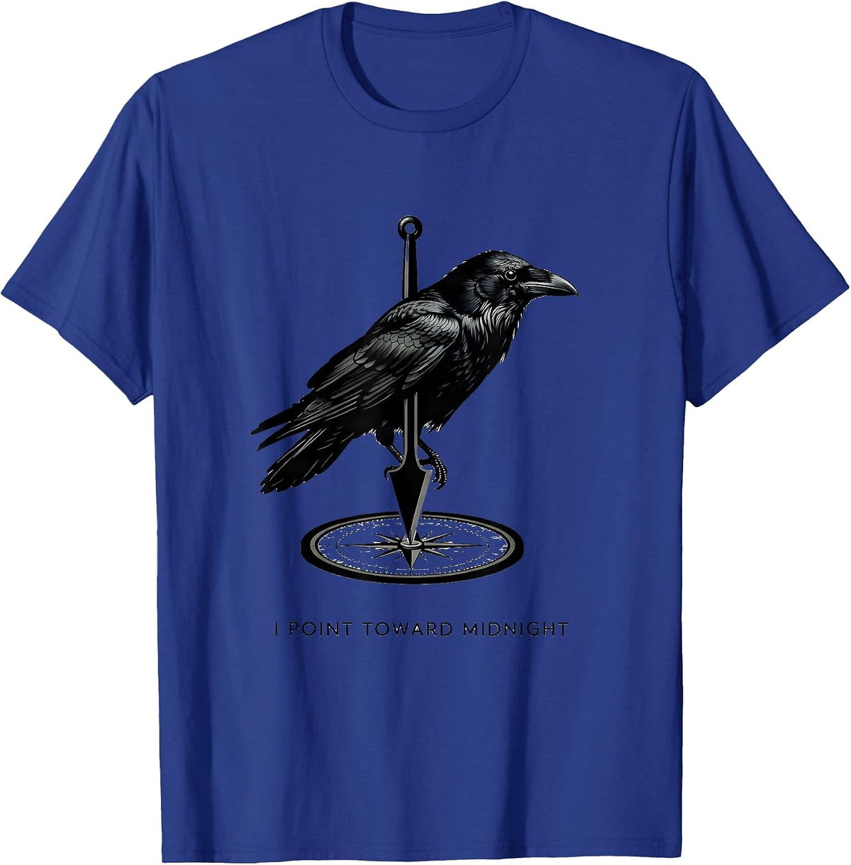 I Point Toward Midnight Gothic Edgar Allan Poe Raven T-Shirt - Royal Blue