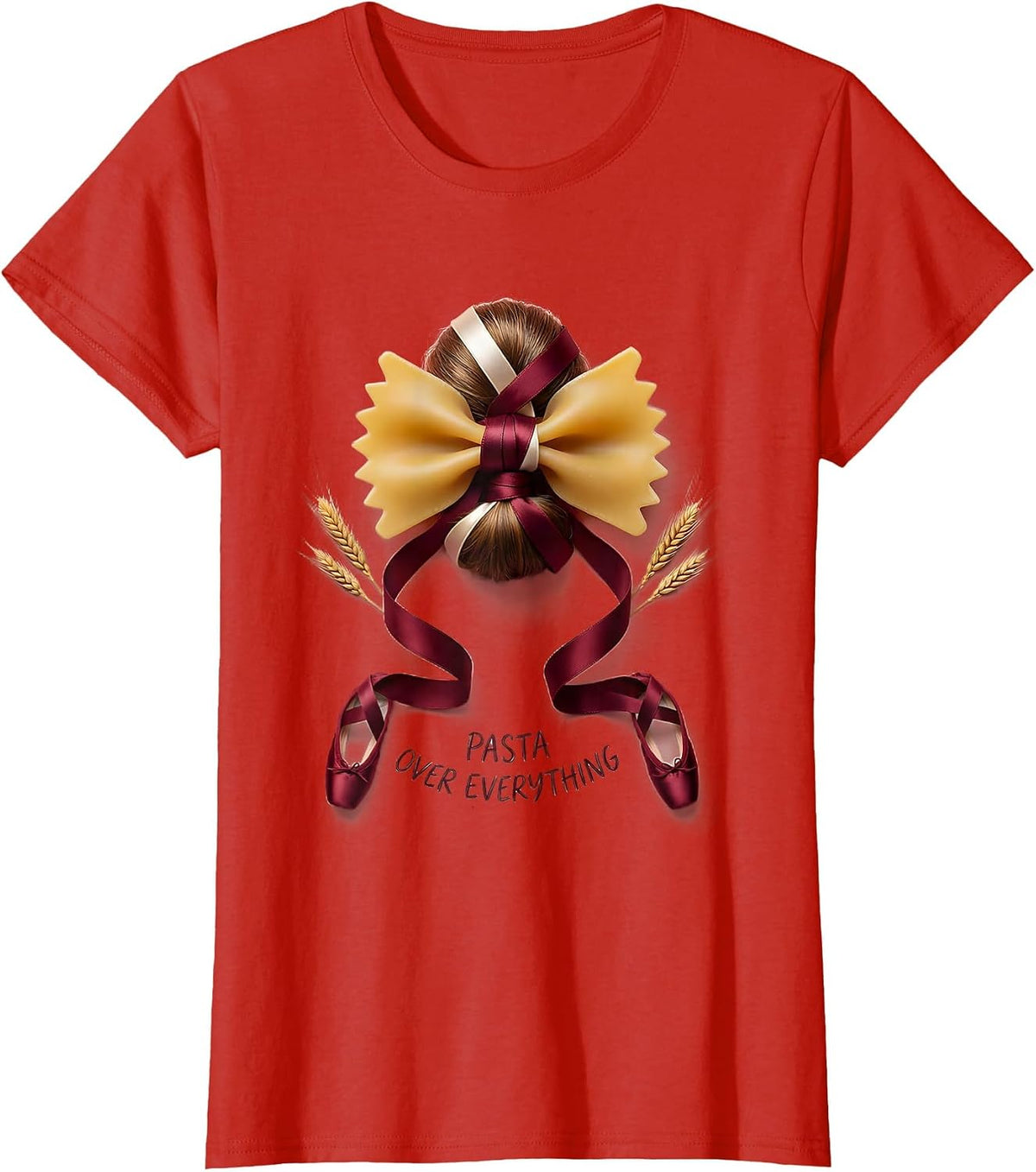 Pasta Over Everything Italian Food Lover Design T-Shirt - Red