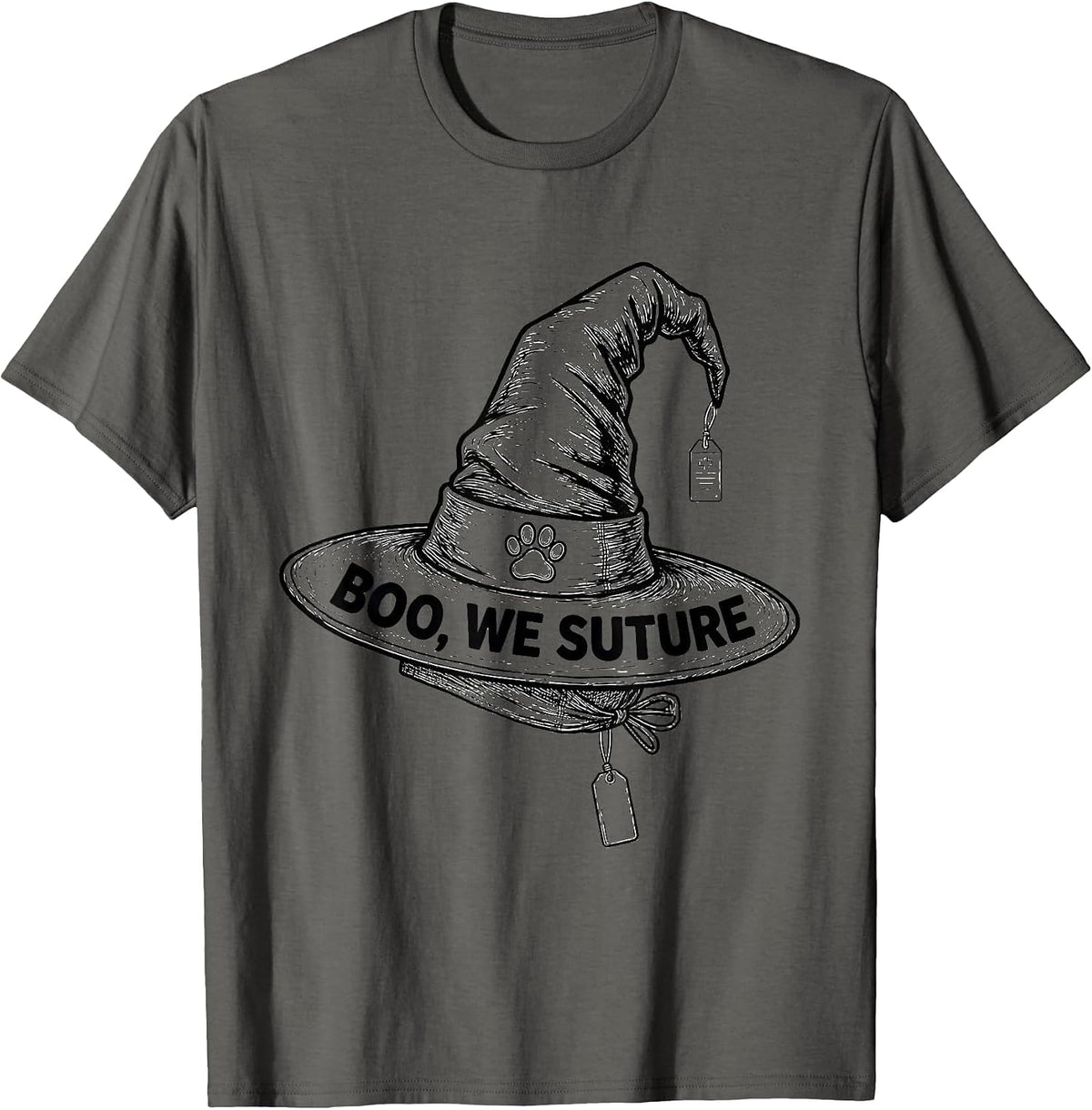Men's Boo We Suture Funny Vet Tech Halloween Veterinary Crew T-Shirt - Asphalt Grey