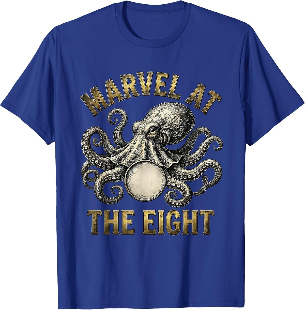 Marvel At The Eight Vintage Octopus Sea Creature T-Shirt - Royal Blue