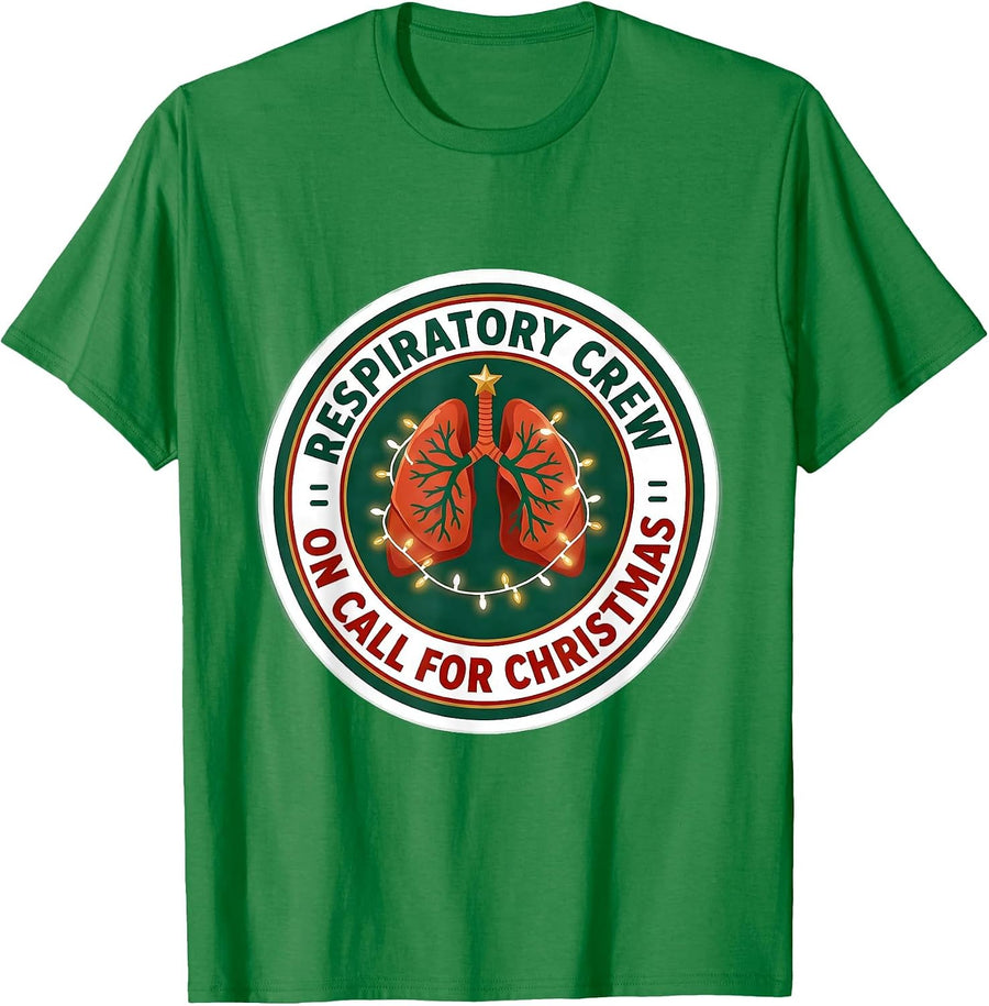 Men's Respiratory Crew On Call For Christmas Respiratory Therapist T-Shirt - Kelly Green
