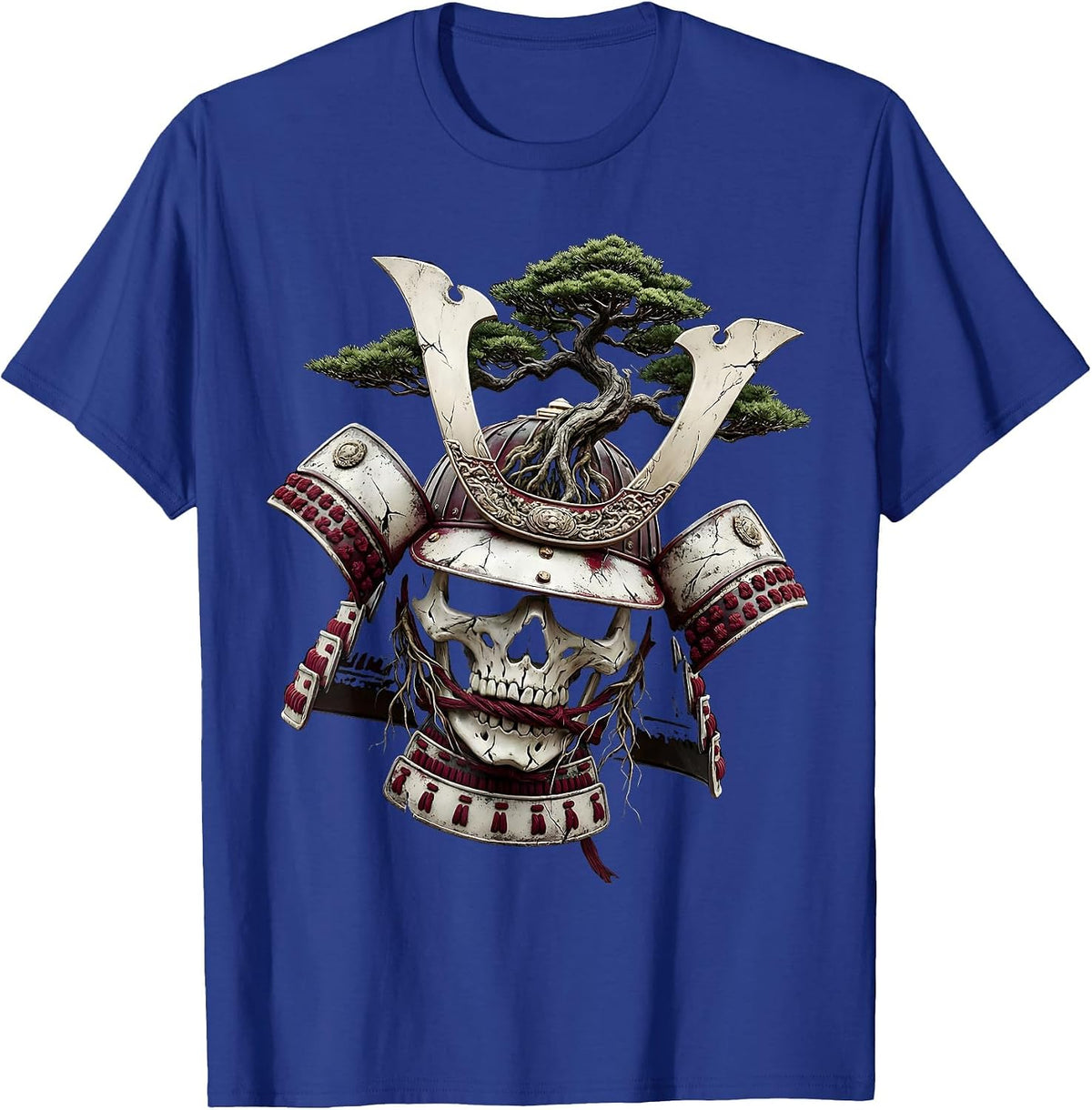 Bonsai Warrior Helmet Japanese Art Design T-Shirt - Royal Blue