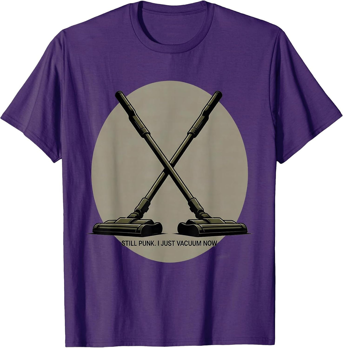 Still Punk I Just Vacuum Now Funny Punk Rock Skull Rebellion T-Shirt - Purple
