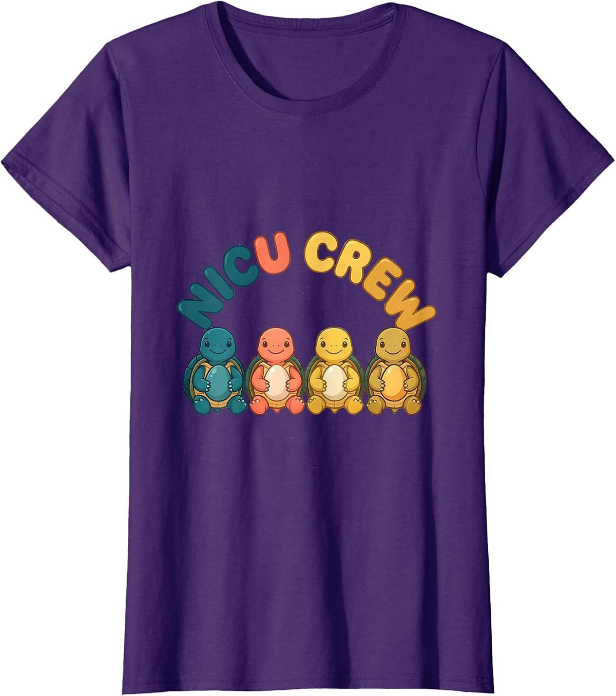 Women's NICU Crew Cute Animal Pediatric Nurse Practitioner Pride T-Shirt - Purple