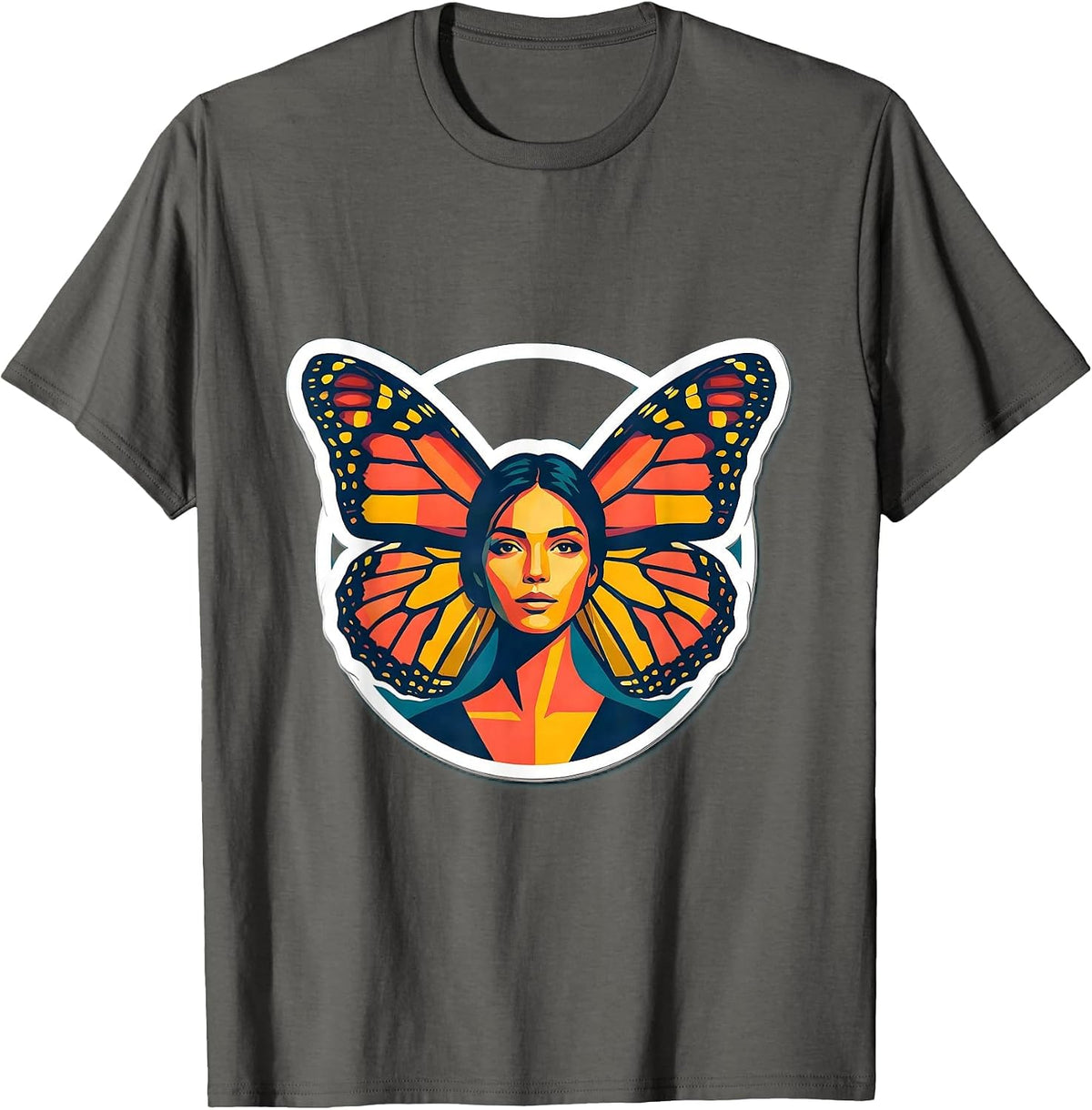 Butterfly Wings Portrait Graphic Tee for Gigi T-Shirt - Asphalt Grey