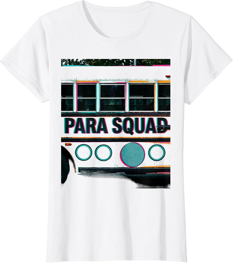 Women's Para Squad Risograph Paraprofessional Teacher Appreciation T-Shirt - White
