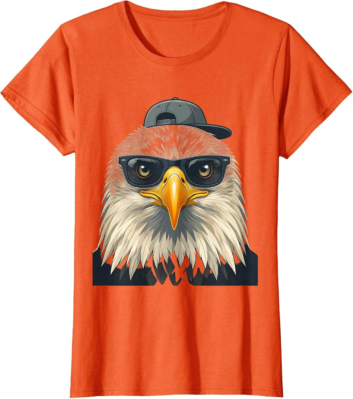 Bald Eagle Sunglasses Novelty Mascot Funny Animal Lover T-Shirt - Orange