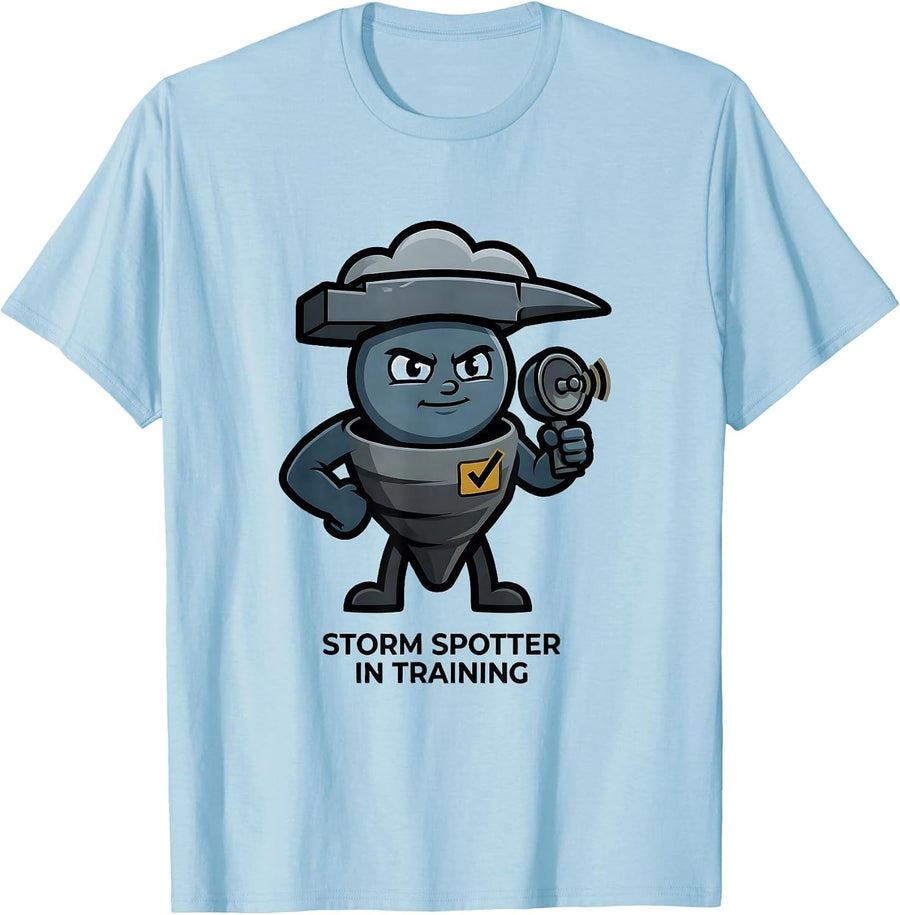 Men's Storm Spotter In Training Funny Meteorology Weather T-Shirt - Baby Blue