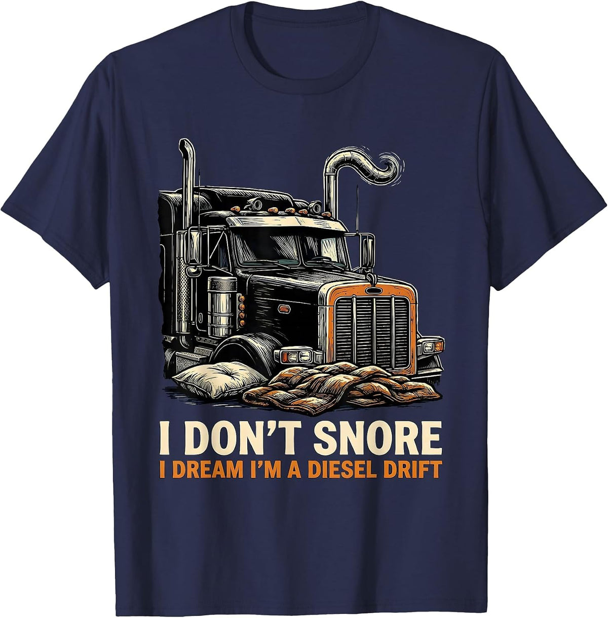I Don't Snore I Dream I'm A Diesel Drift Biker T-Shirt - Navy Blue