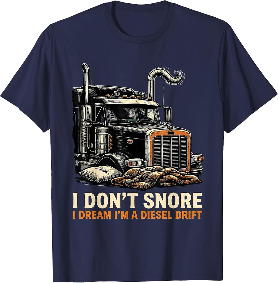 I Don't Snore I Dream I'm A Diesel Drift Biker T-Shirt - Navy Blue