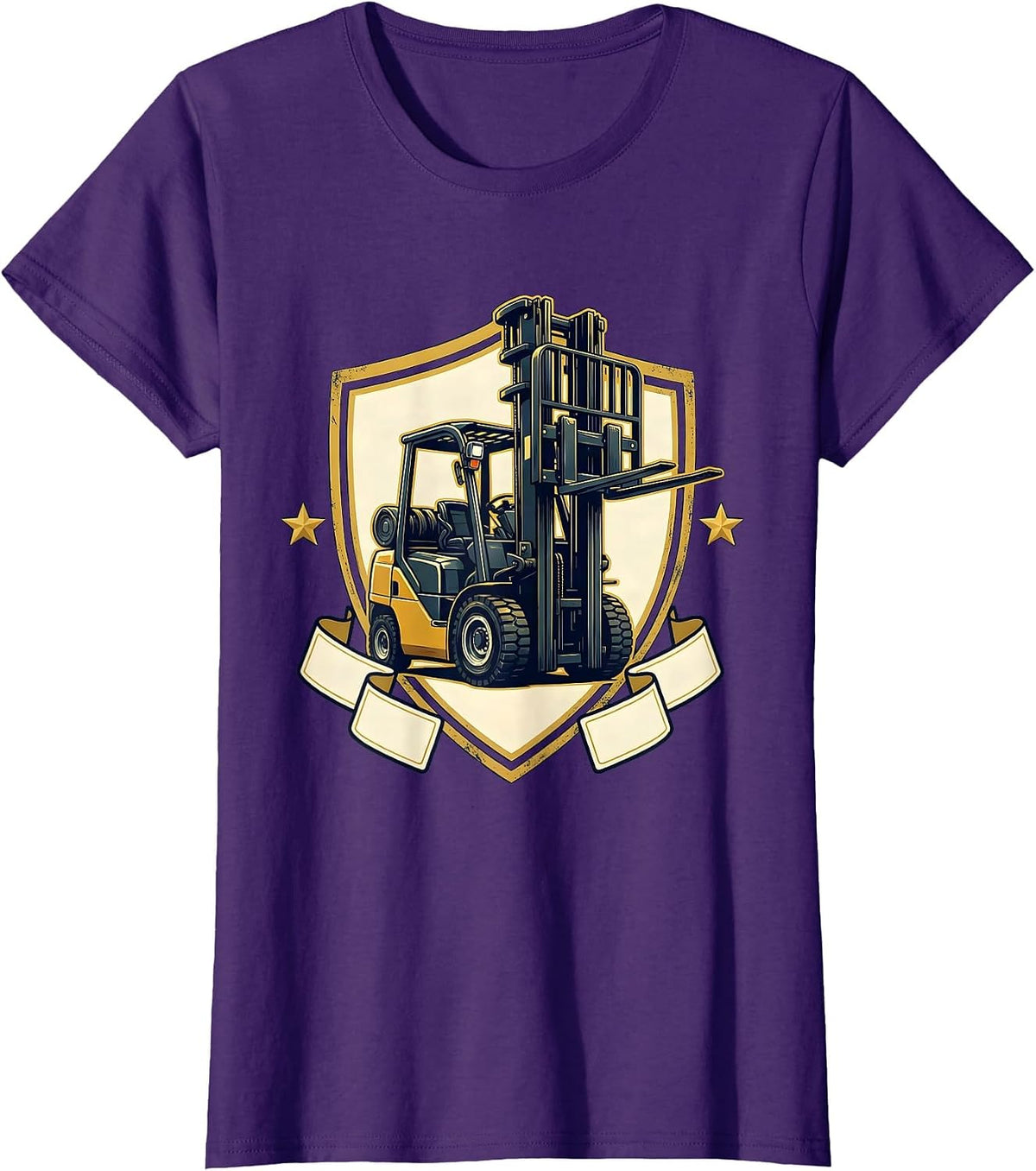 Women's Forklift Operator Emblem Humor Gift T-Shirt - Purple