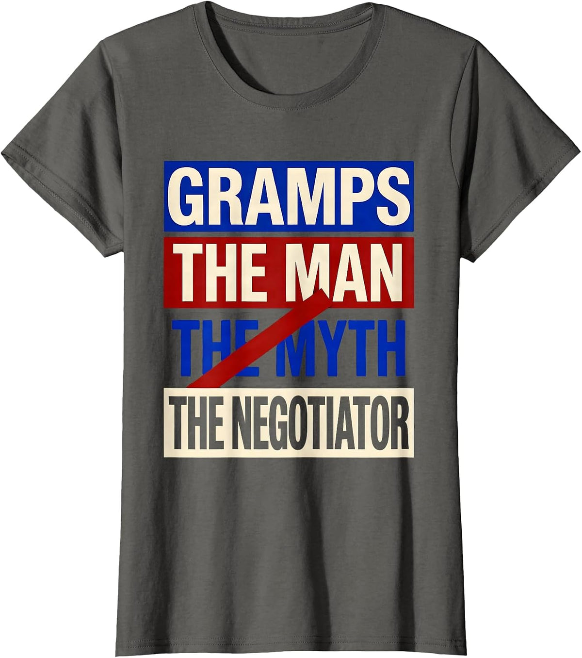 Women's Gramps The Man The Myth The Negotiator Funny Grandpa Gift T-Shirt - Asphalt Grey