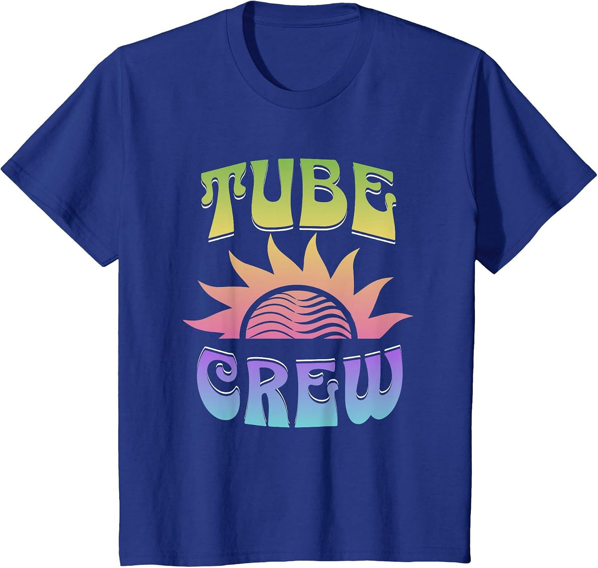 Summer Groovy River Tubing Tube Crew Matching Float Trip T-Shirt - Royal Blue