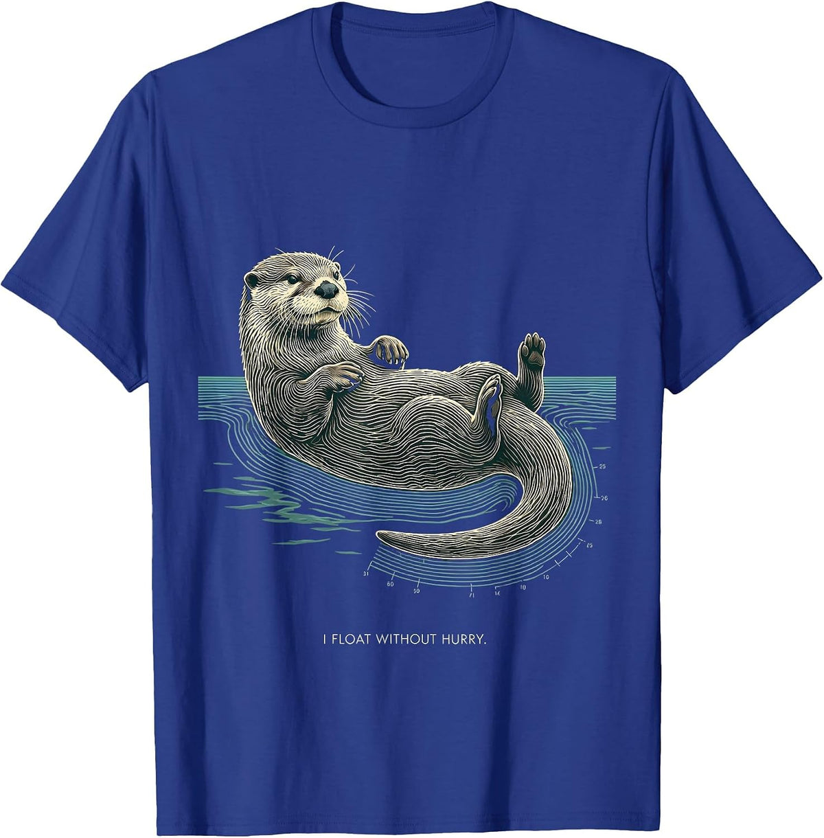 I Float Without Hurry Topographic Otter Animal Lover Gift T-Shirt - Royal Blue