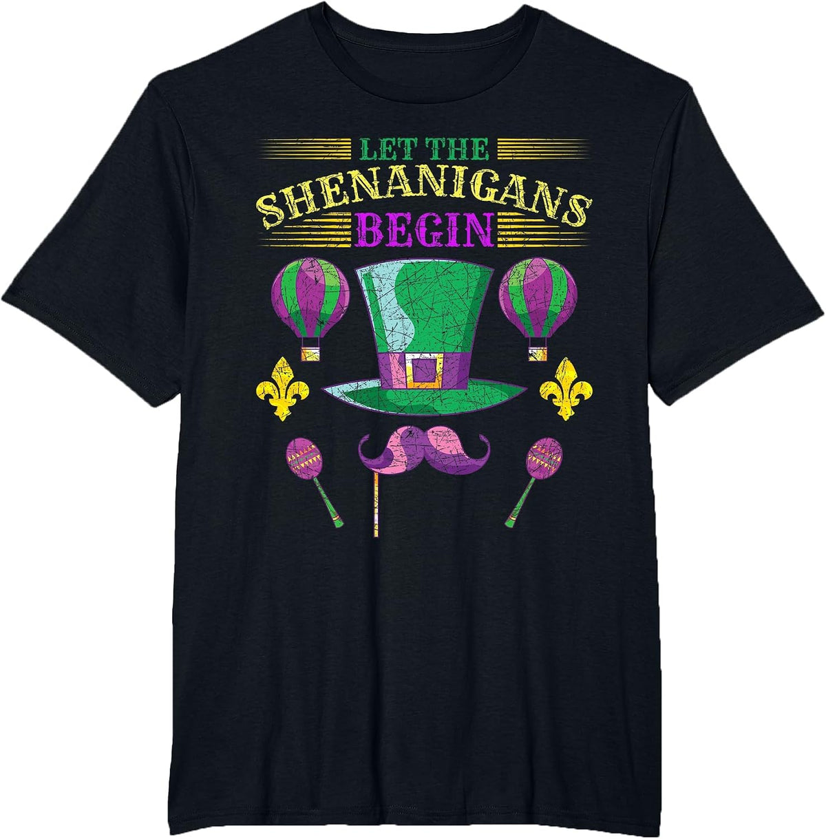 Let The Shenanigans Begin Masquerade Carnival Mardi Gras T-Shirt - Black