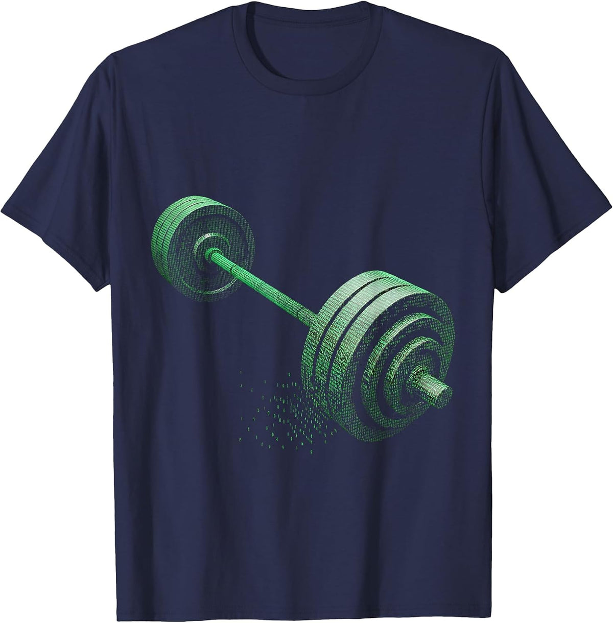 Barbell Glyph Art Gym Humor Weightlifting T-Shirt - Navy Blue