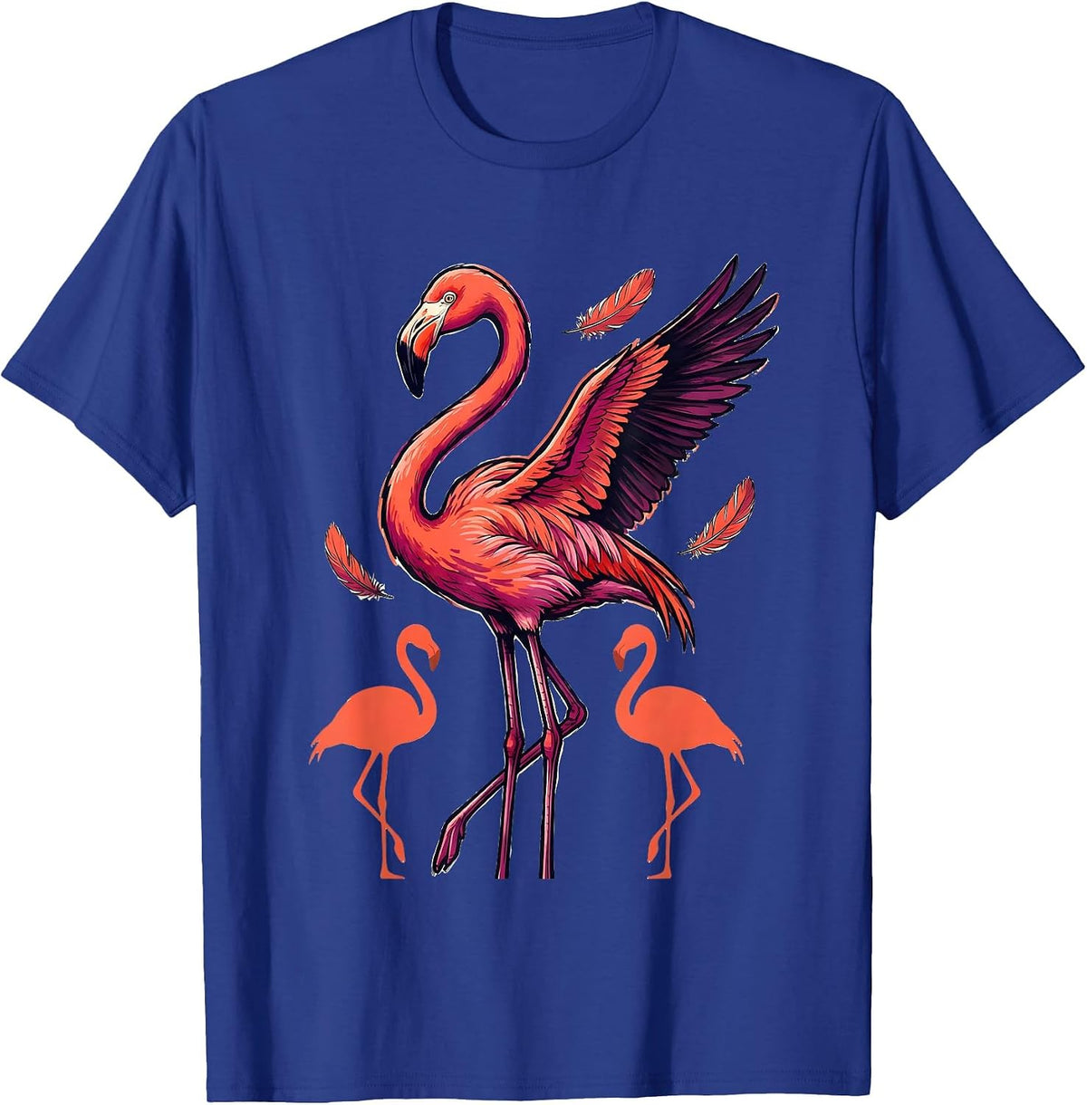 Men's Towering Coral Flamingo Funny Animal Humor Bird Lover T-Shirt - Royal Blue