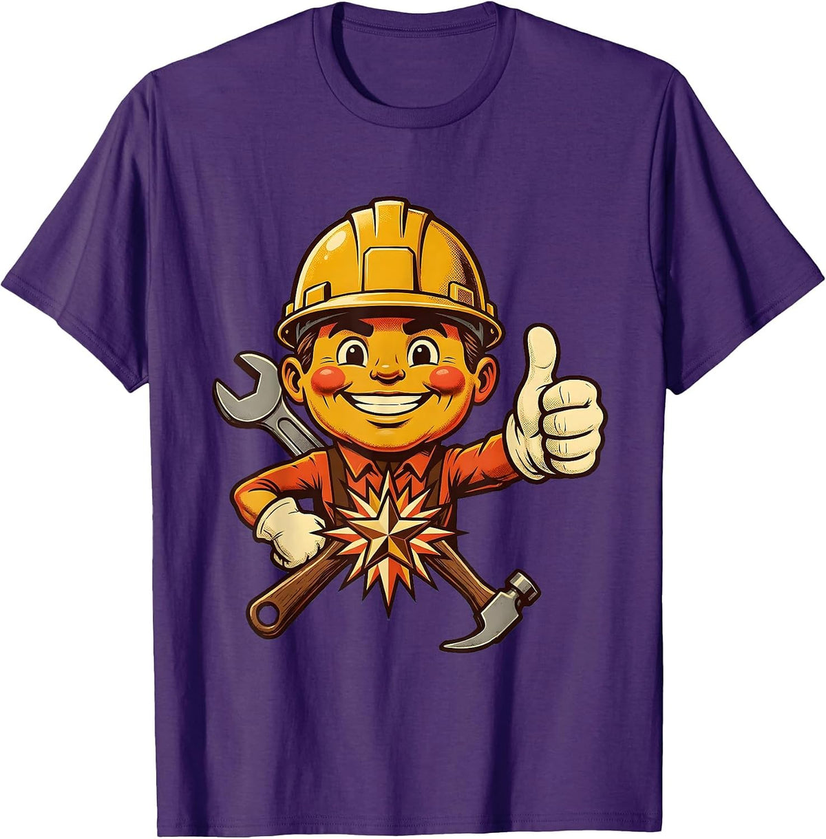 Labor Day Hard Hat Crossed Tools Graphic T-Shirt - Purple
