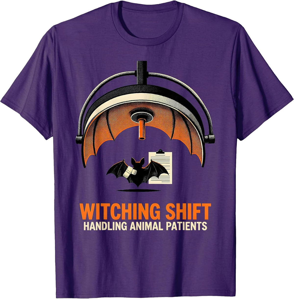 Men's Witching Shift, Handling Animal Patients Vet Tech T-Shirt - Purple