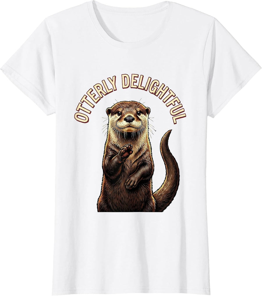 Women's Otterly Delightful Funny Otter Lover Gift For Kid Teen T-Shirt - White