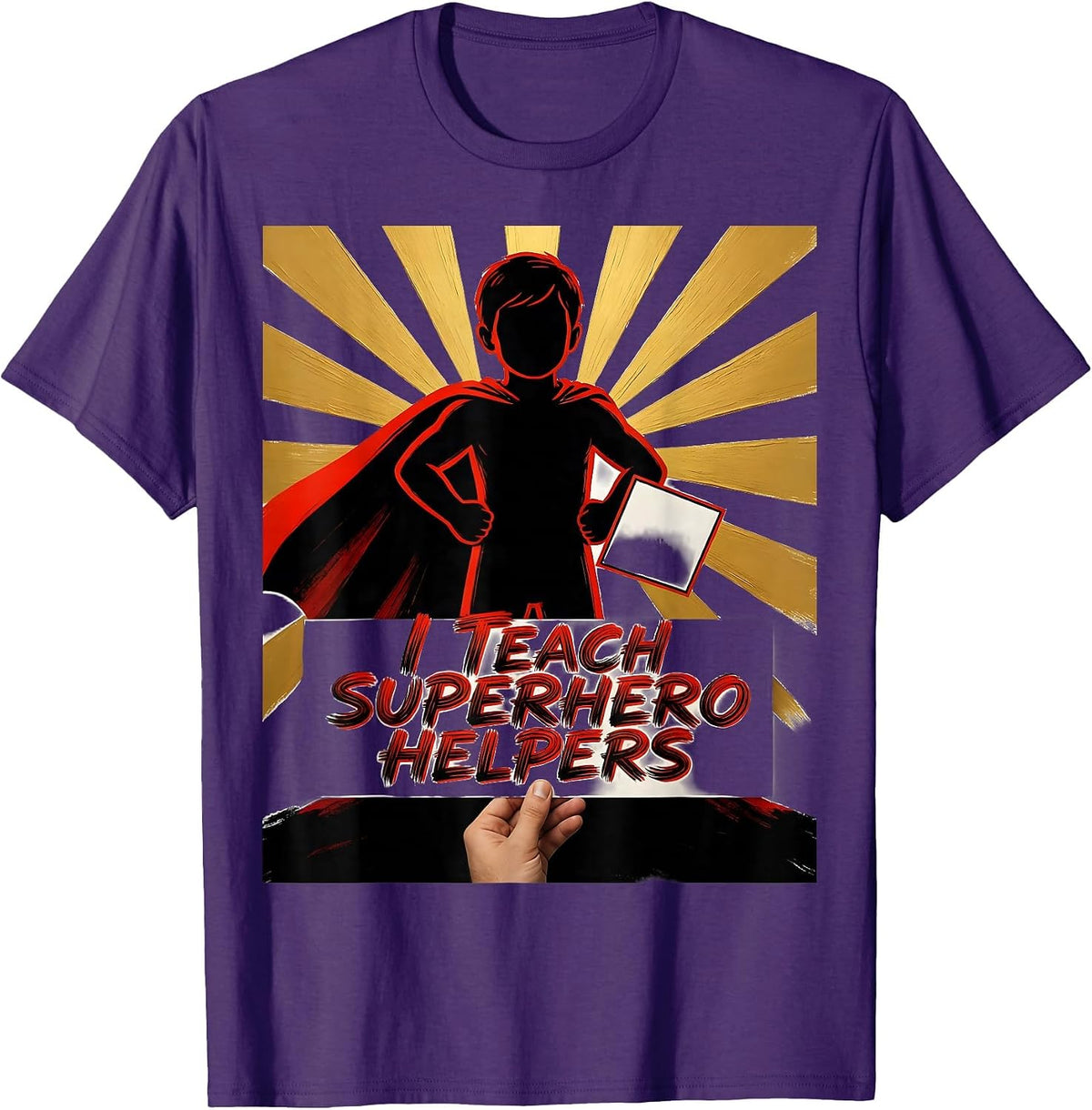 Men's I Teach Superhero Helpers Funny Teacher Appreciation Gift T-Shirt - Purple