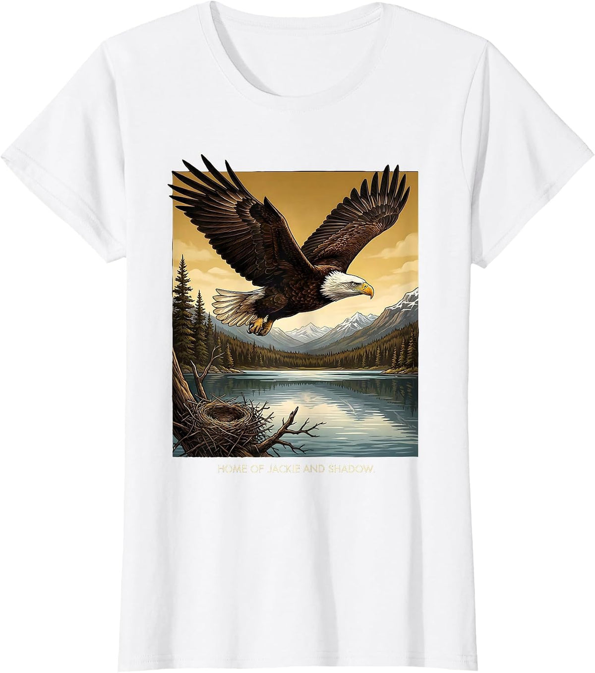 Women's Home Of Jackie And Shadow Vintage Bald Eagle Memorial Big T-Shirt - White