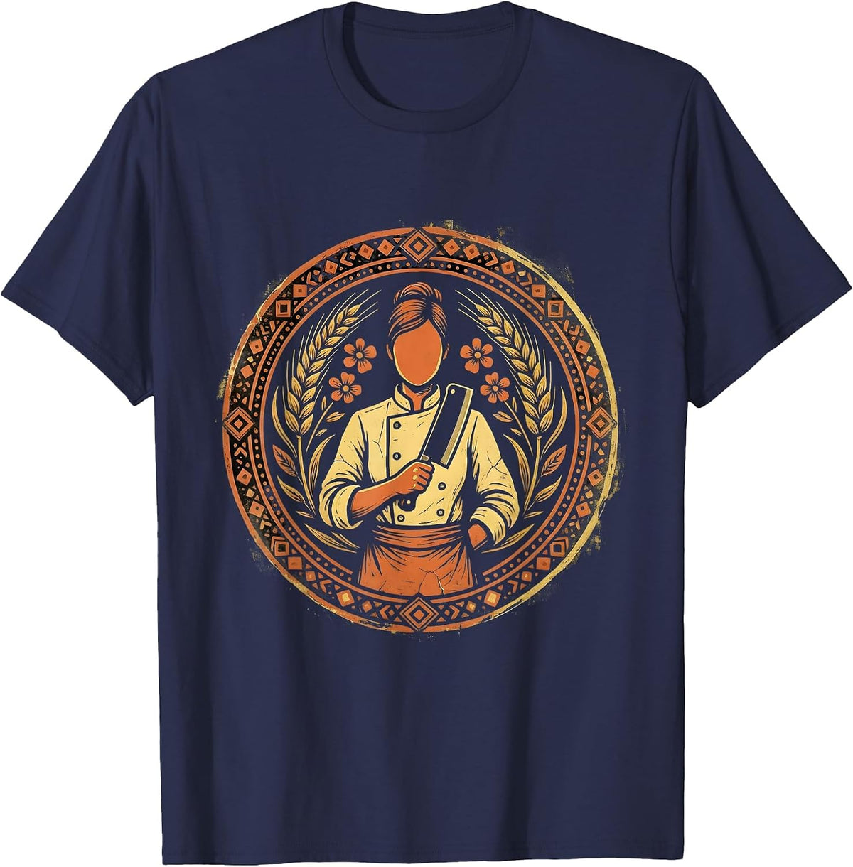 Labor Day Chef Illustration Graphic Tee T-Shirt - Navy Blue