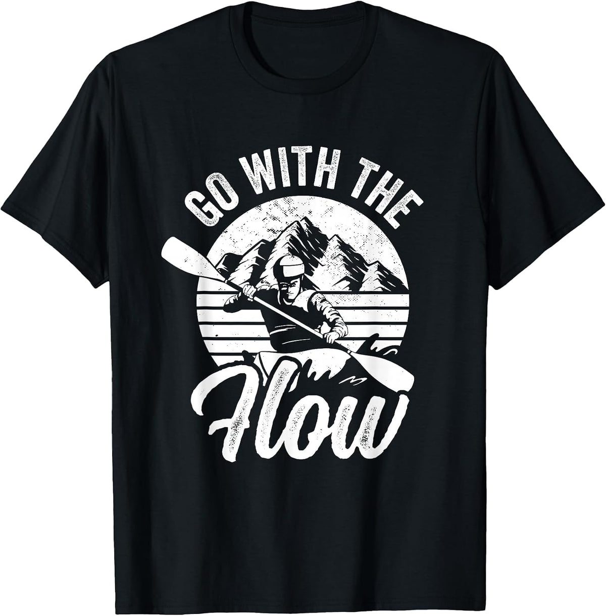 Go with The Flows Kayaking Paddling Kayak Funny Kayaker T-Shirt - Black
