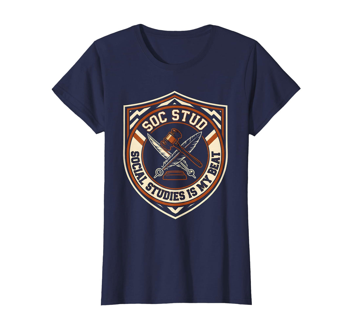 Mademark Social Studies Is My Beat Funny Teacher Back To School T-Shirt - Navy Blue